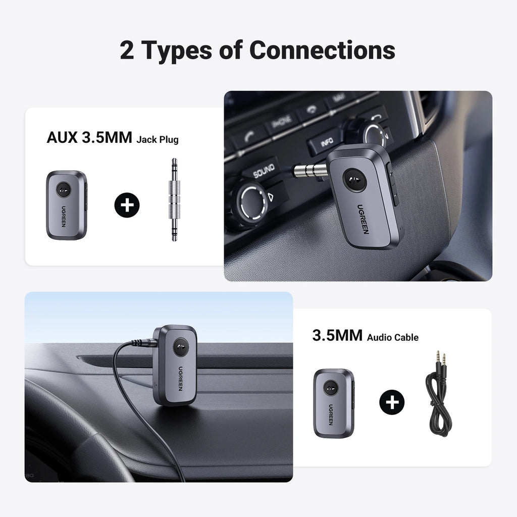 UGREEN Bluetooth 5.3 Audio Receiver - Wireless Car & Speaker Adapter