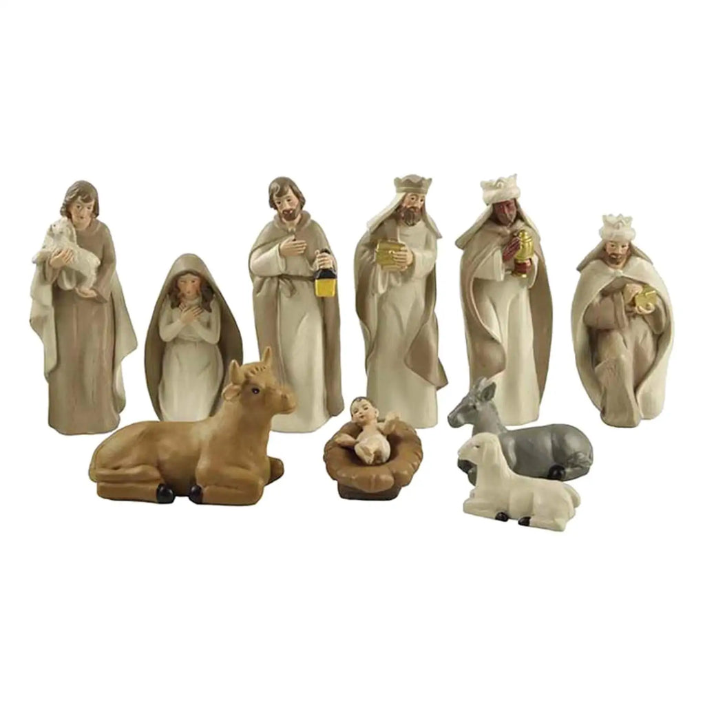 10-Piece Christmas Nativity Set - Elegant Resin Decor for Holiday Joy