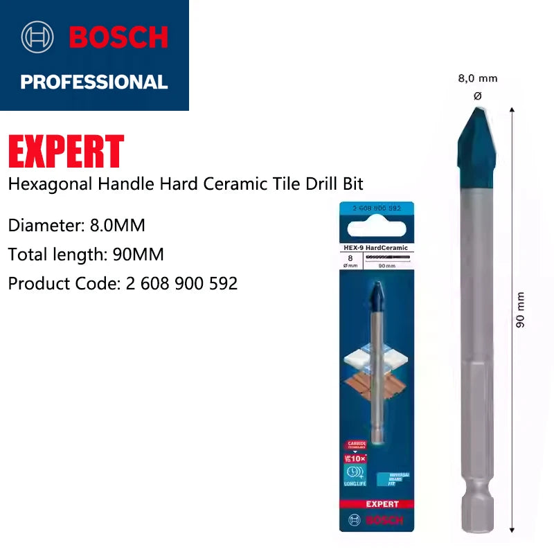 BOSCH HEX-9 Hard Ceramic Drill Bits for Tough Tiles - Expert Quality