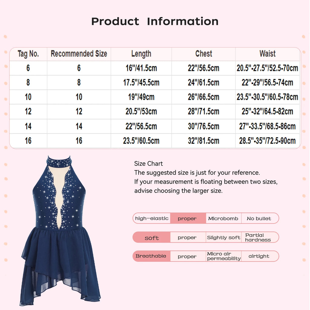 Rhinestone Dance Dress for Girls - Sleeveless Gymnastics Leotard