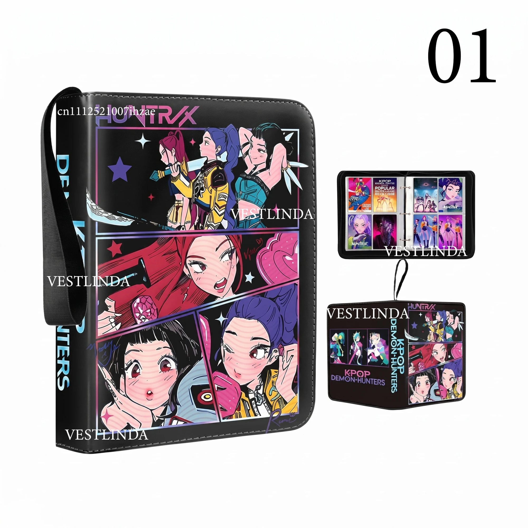 Kpop Demon Hunters Card Book - 400PCS PU Leather Zipper Storage