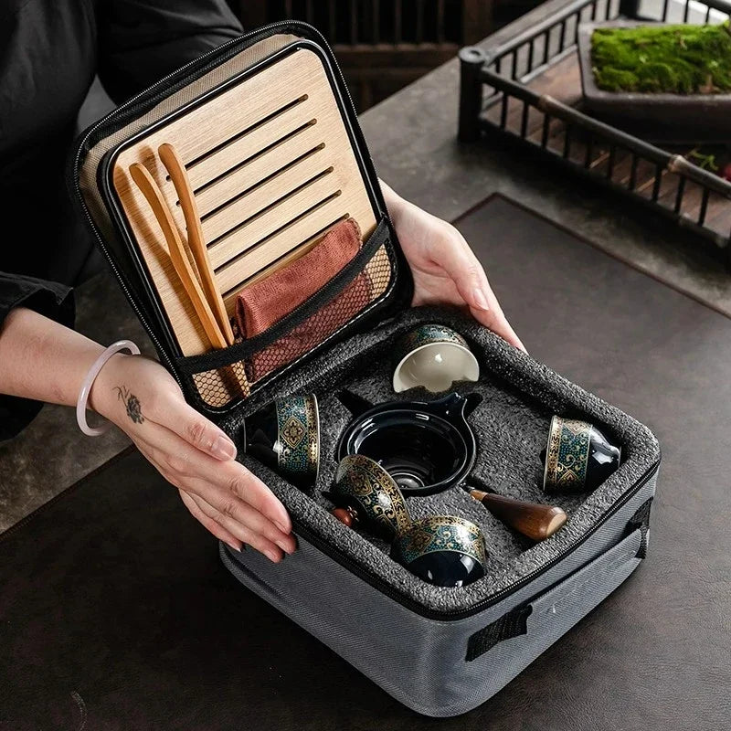 Elegant Sand Ceramic Kung Fu Tea Set - Travel & Gift Ready