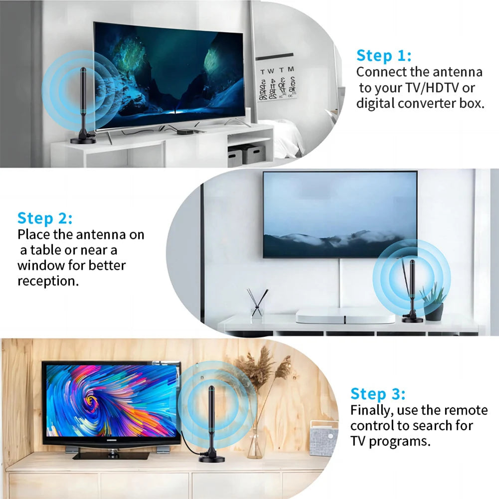 APWIKOGER 4K HD Digital TV Antenna with Signal Amplifier - 480+ Miles Range