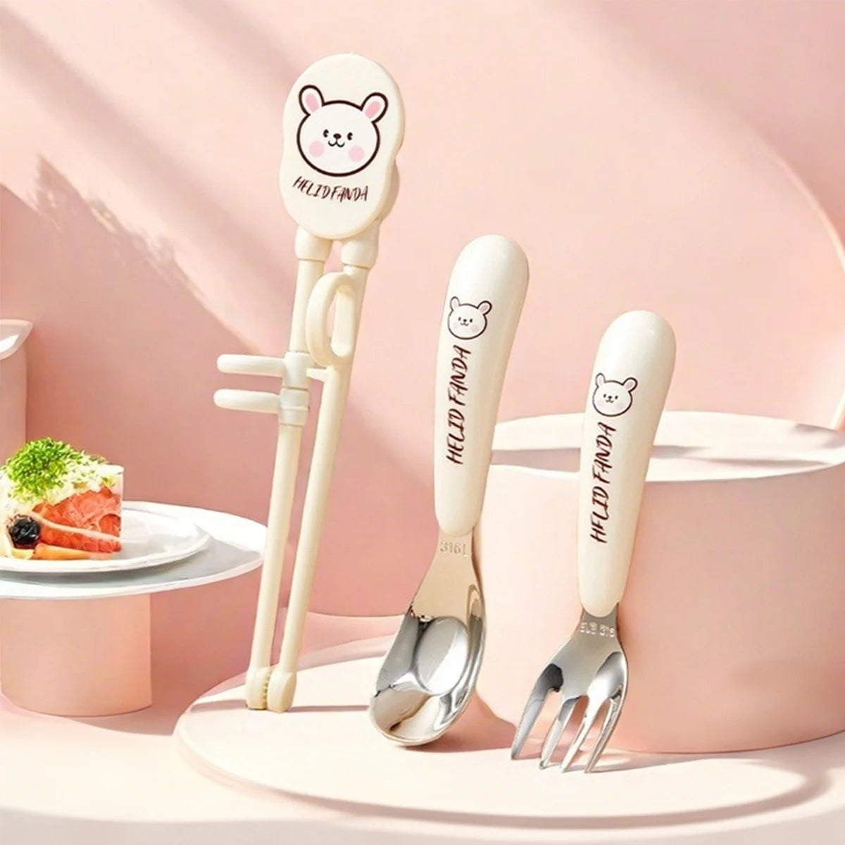 Kids Portable Stainless Steel Cutlery Set - Chopsticks, Spoon & Fork