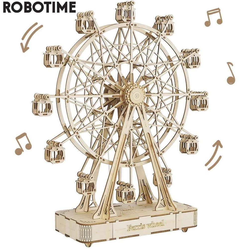Robotime DIY 3D Wooden Ferris Wheel Model Kit - Fun & Creative Toy