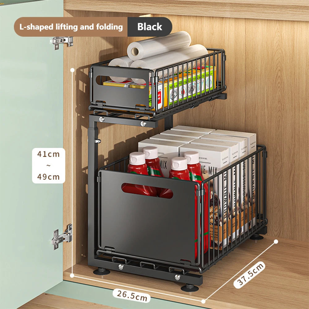 Adjustable 2-Tier Cabinet Organizer - Maximize Storage & Accessibility