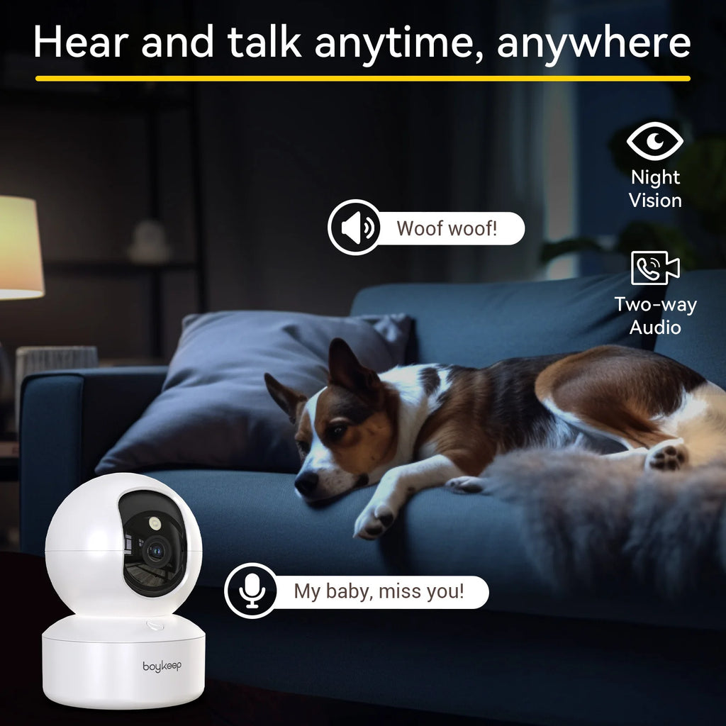 BoyKeep K30 2K Indoor Security Camera with 360° Vision & Night Vision