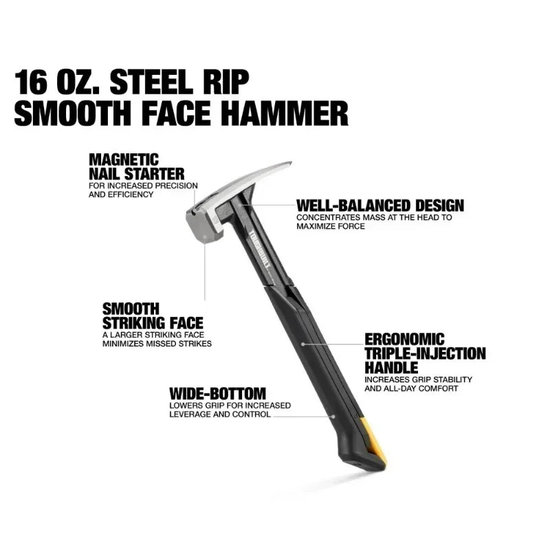 ToughBuilt Steel Rip Hammer Set - 16oz & 18oz Smooth Face Tools