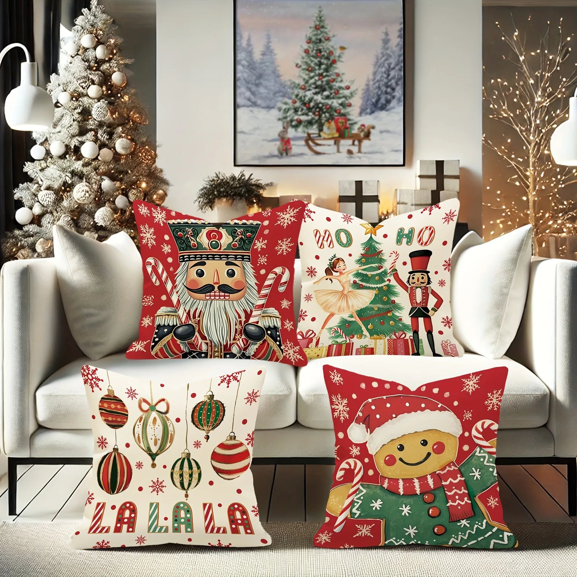 Festive Christmas Pillowcases: Nutcracker & Gingerbread Design