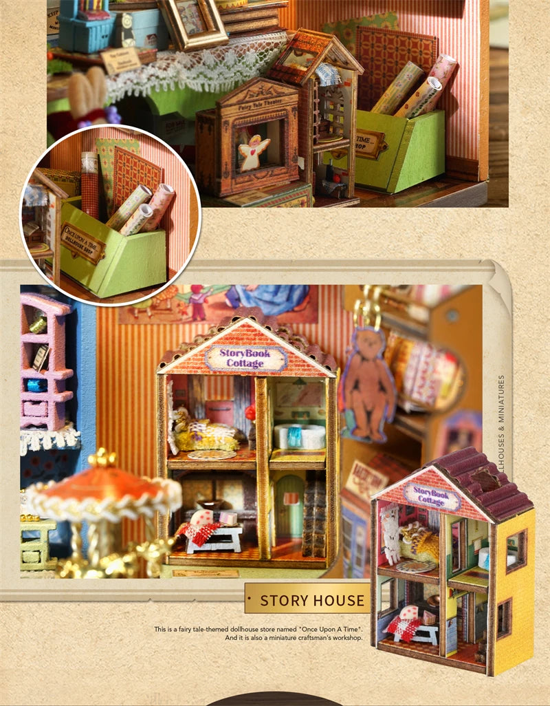 DIY Fairy-Tale Wonderhouse Wooden Miniature Dollhouse Kit with Furniture
