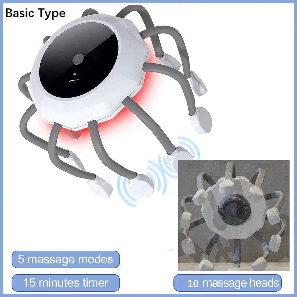 Electric Scalp Massager & Red Light Therapy for Stress Relief