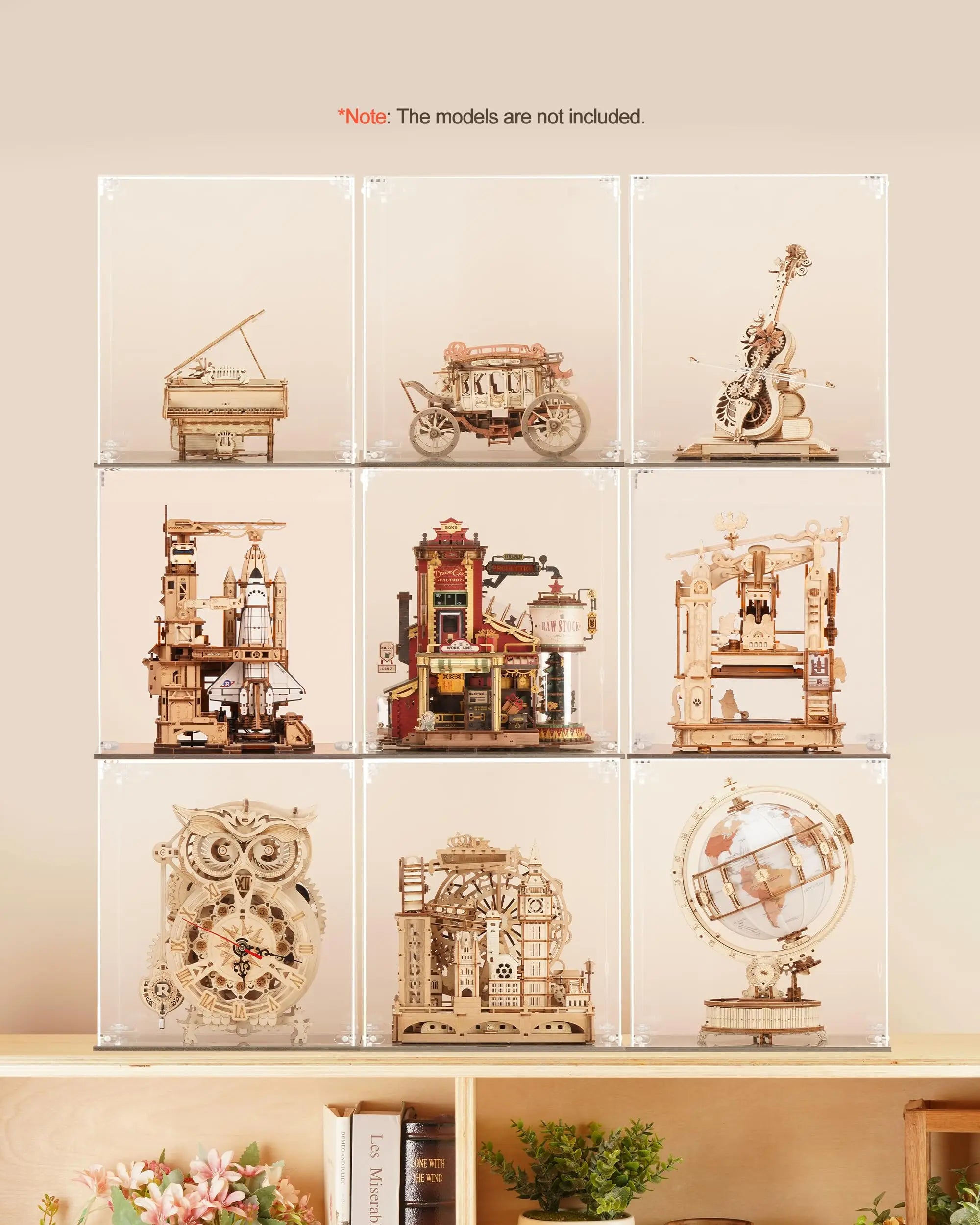 ROBOTIME Crystal Clarity Display Case for Model Kits - Dust-Free Showcase