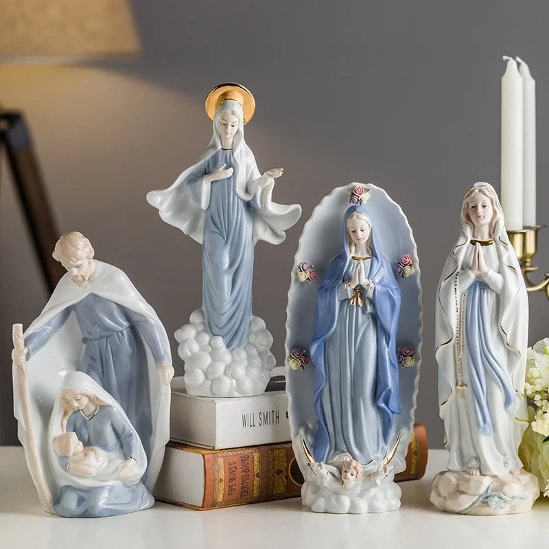 Elegant Madonna Resin Sculpture - Spiritual Home Decor Masterpiece