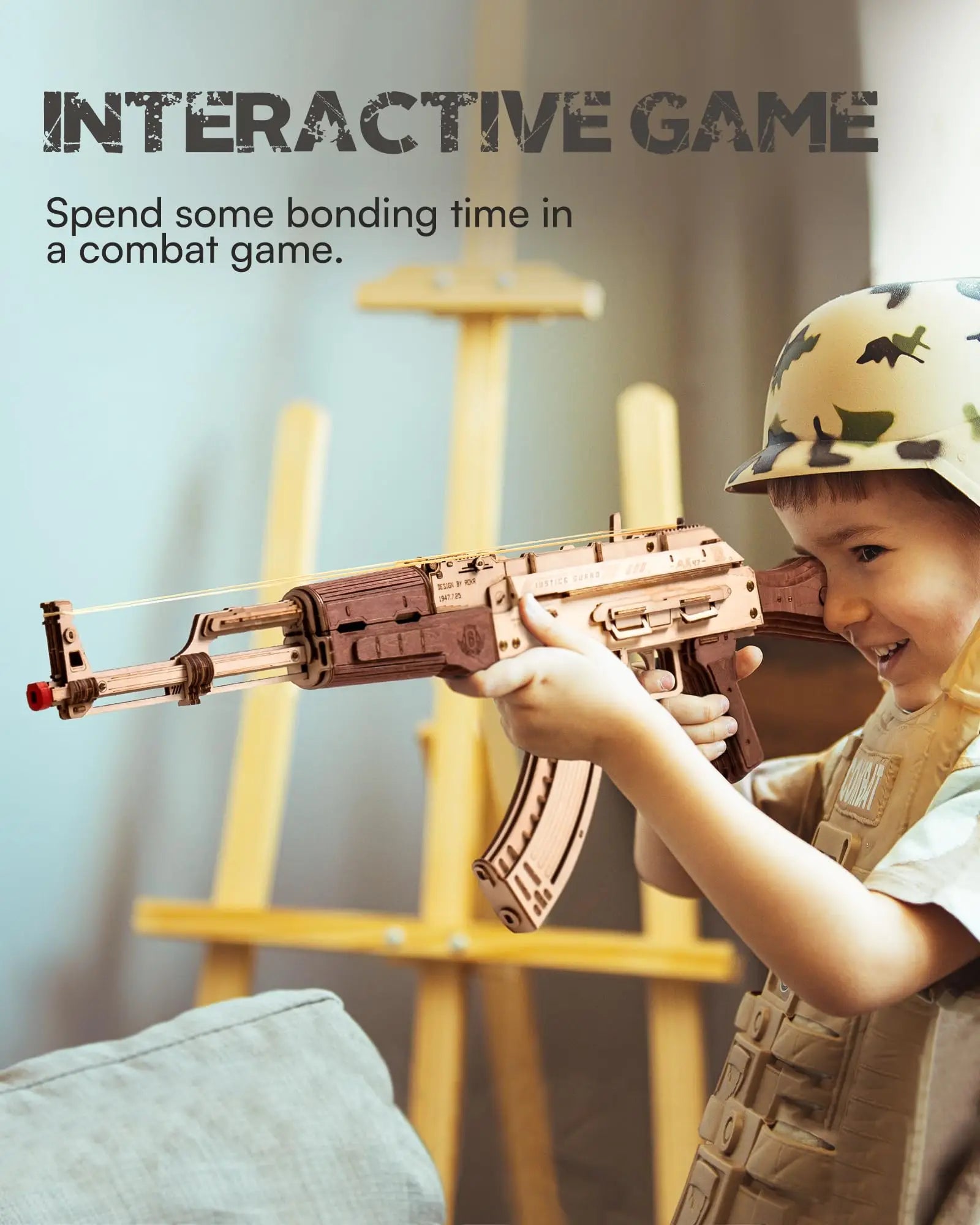 Robotime Rokr 3D Wooden AK-47 Puzzle Building Kit for All Ages