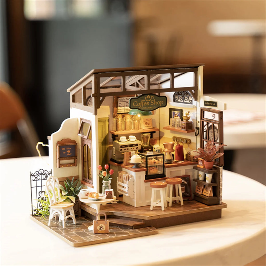 Robotime 3D Puzzle Miniature Dollhouse Kit - Cafe DIY Craft Gift