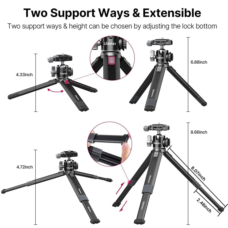 Ulanzi MT-24 Extendable Metal Tripod with Ballhead & Cold Shoe