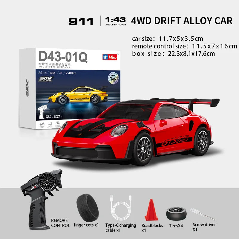 Macro Star D43 RC Drift Car - Eye-Catching Luminous 1:43 Alloy Model