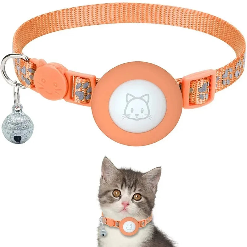 Reflective Cat Collar for Apple Airtag with Safety Buckle & Bell