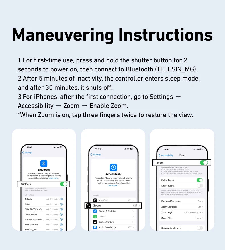 TELESIN Magnetic Phone Grip & Remote Control for iPhone/Huawei/Samsung