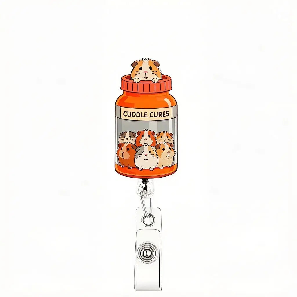 Cute Shiny Acrylic Pet Badge Reel - Retractable Cat & Dog ID Holder