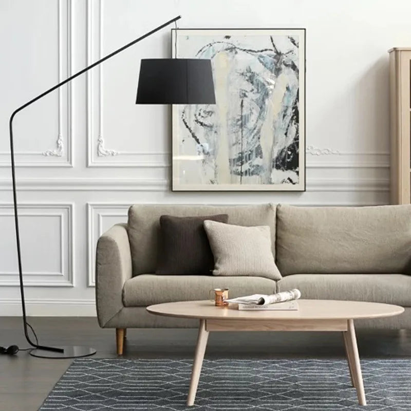 Danish Nordic LED Floor Lamp - Modern Fabric Shade for Living Spaces