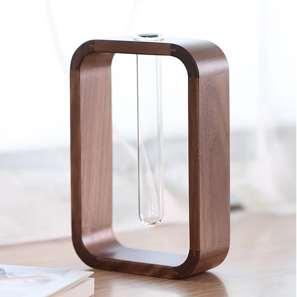 HeMu Minimalist Wooden Test Tube Vase | Modern Hydroponic Planter