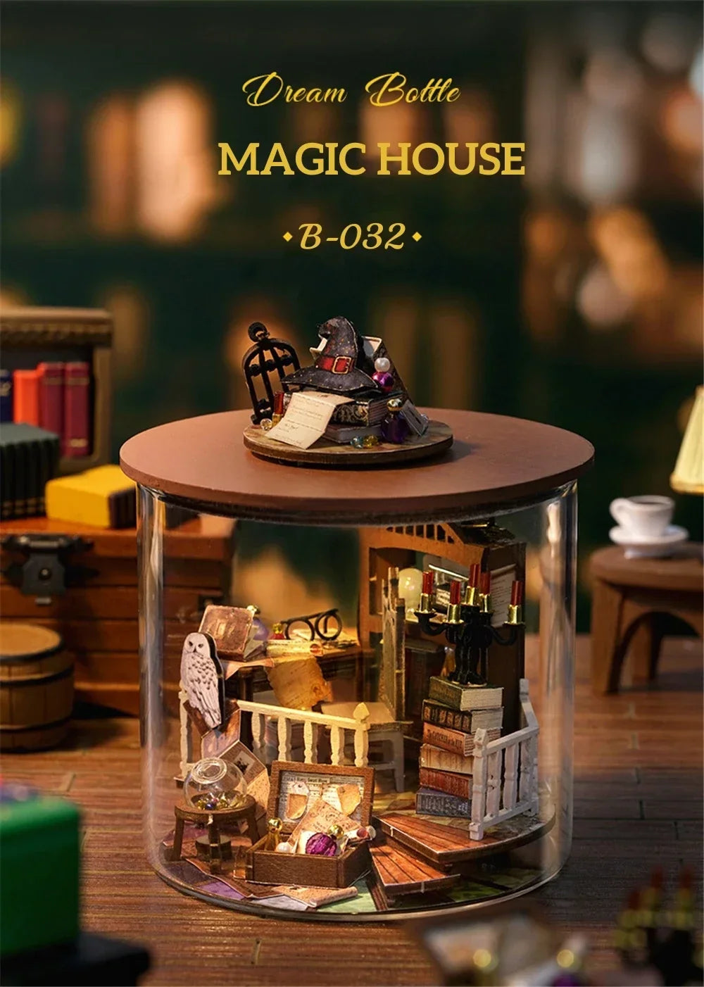 Cutebee DIY Mini Dollhouse Kit with LED Lights - Wooden Greenhouse