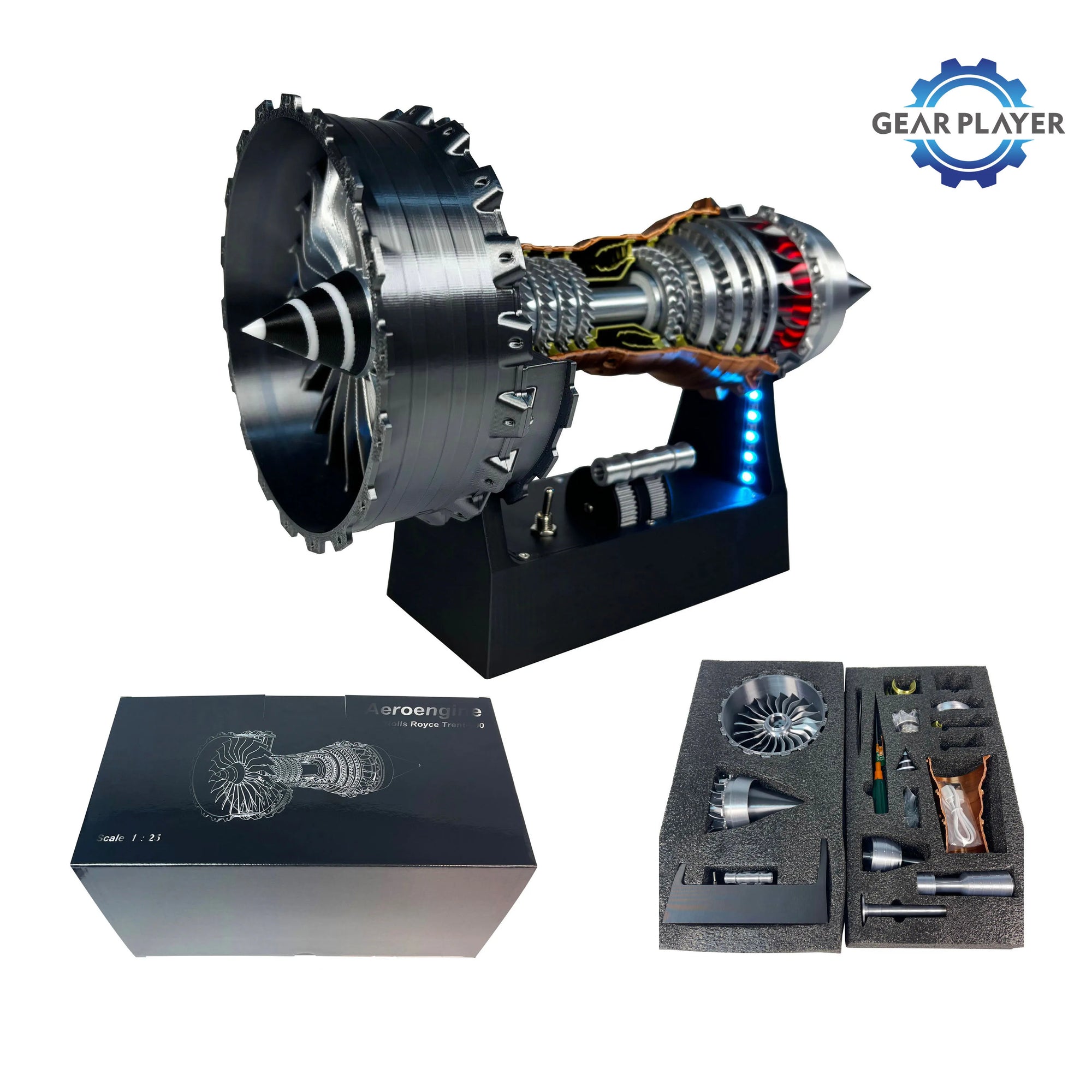 TR-900 Turbofan Engine Model Kit - DIY Aviation Toy with LED Lights