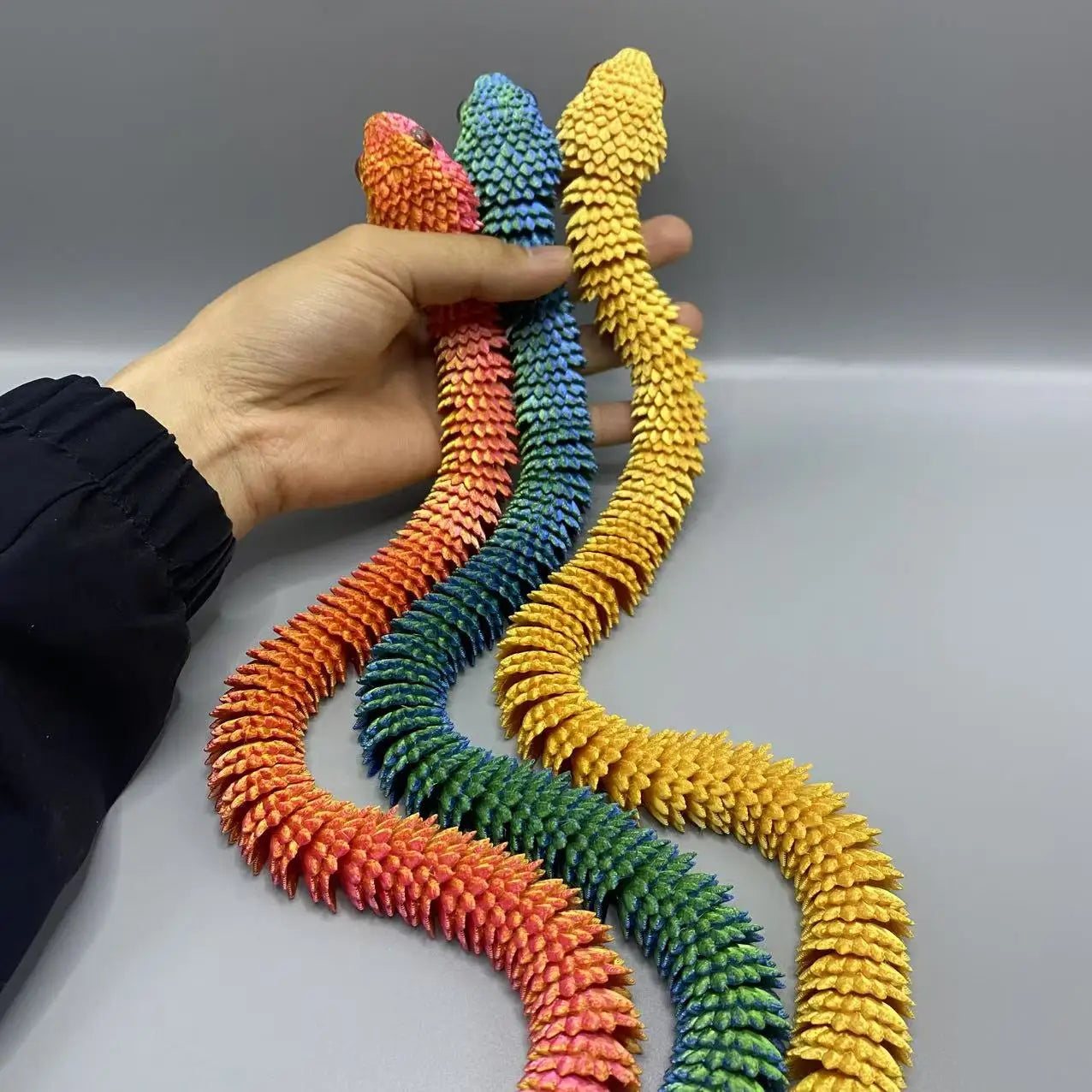 Glowing 3D Printed Viper Decoration with Movable Joints - 63cm