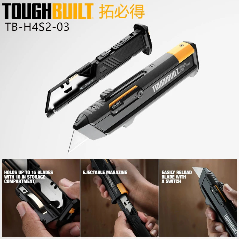 ToughBuilt Reload Utility Knife with Quick-Change Blade Mechanism