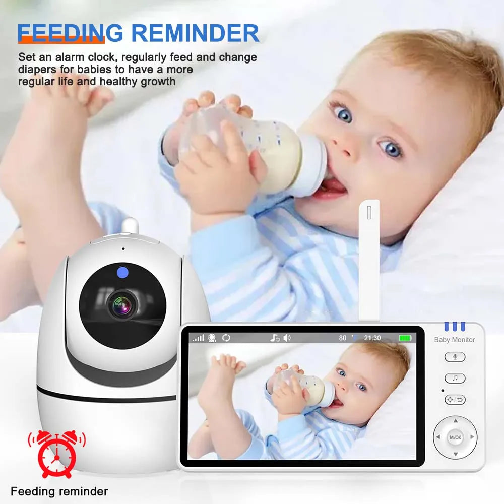 5-Inch HD Video Baby Monitor with PTZ Camera & Temperature Alerts