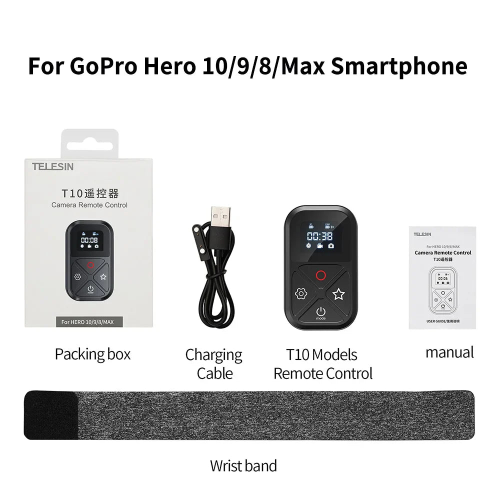 TELESIN Bluetooth Remote Control - 80M Range for GoPro & Smartphones