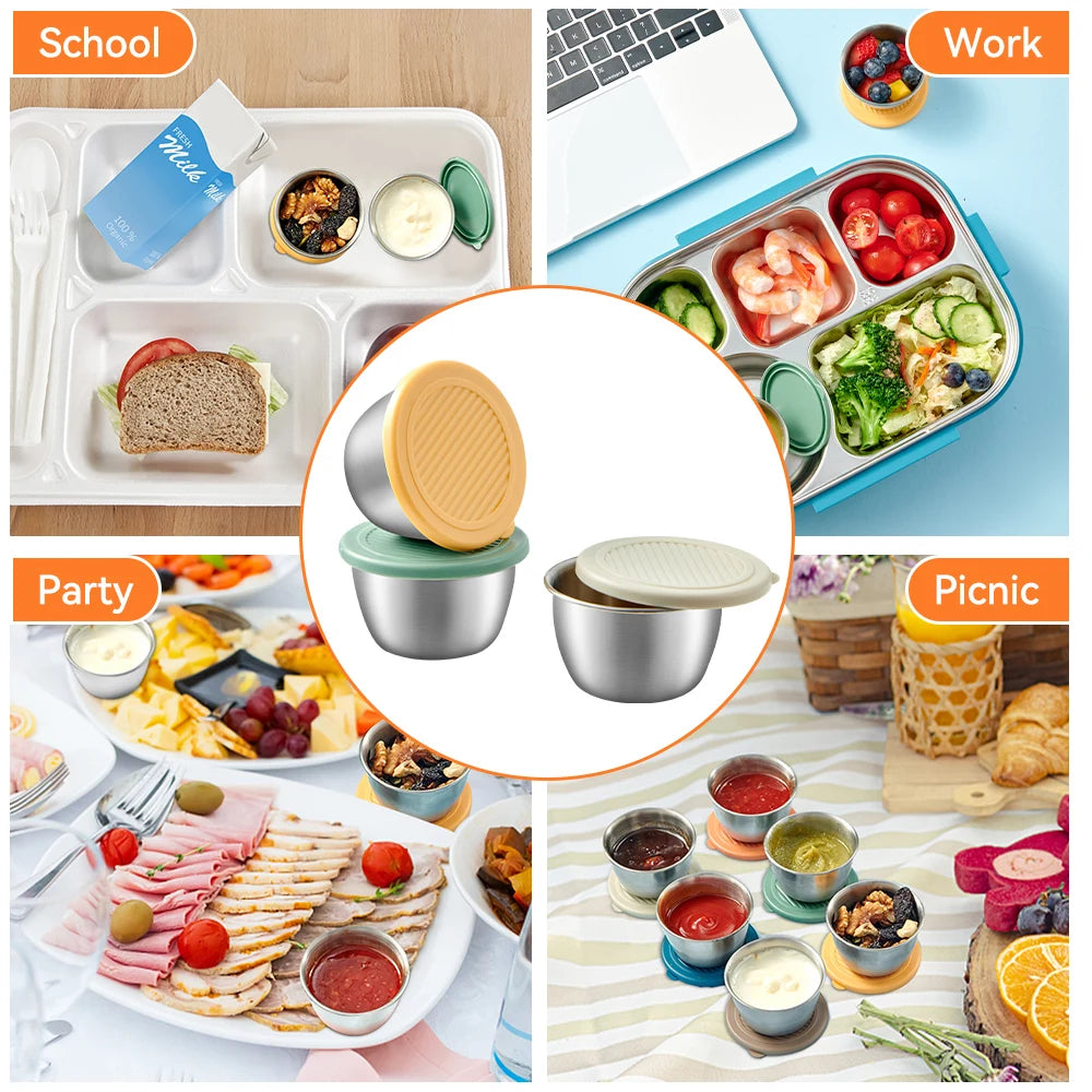 50ML Stainless Steel Sauce Cup with Lid - Portable Food Storage