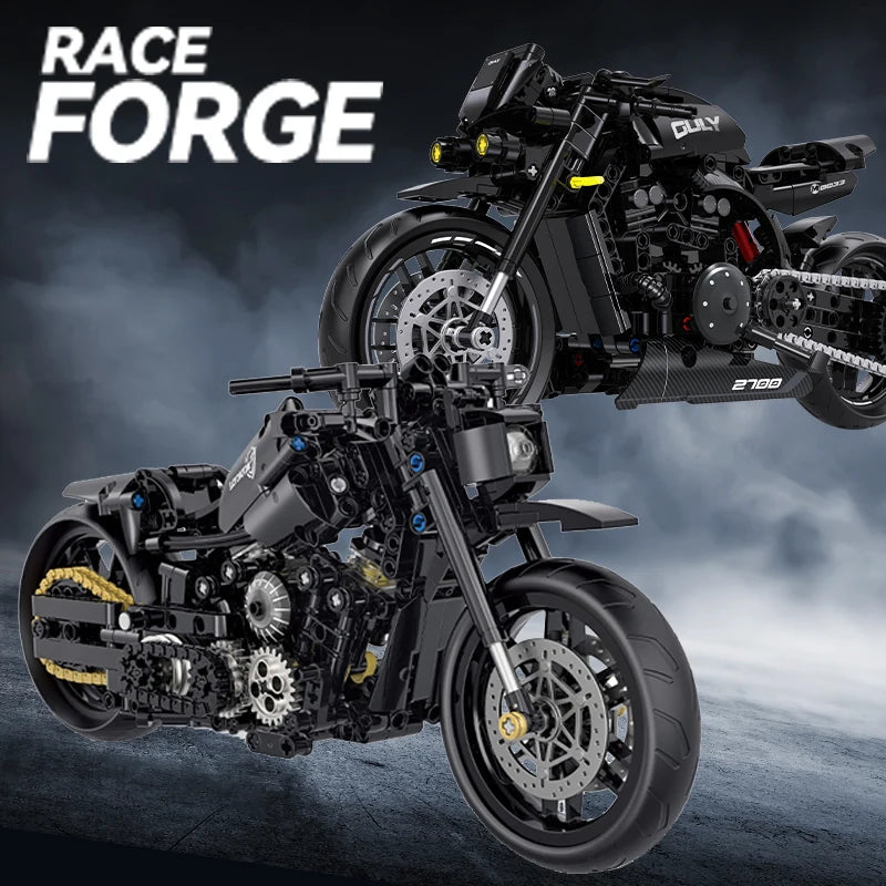 1:8 Retro Motorcycle Building Blocks Set - STEM Racer Toy for All Ages