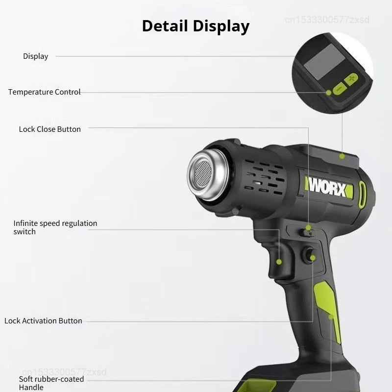 WORX WU040 Cordless Hot Air Gun - Adjustable 20-600℃ Heating Power