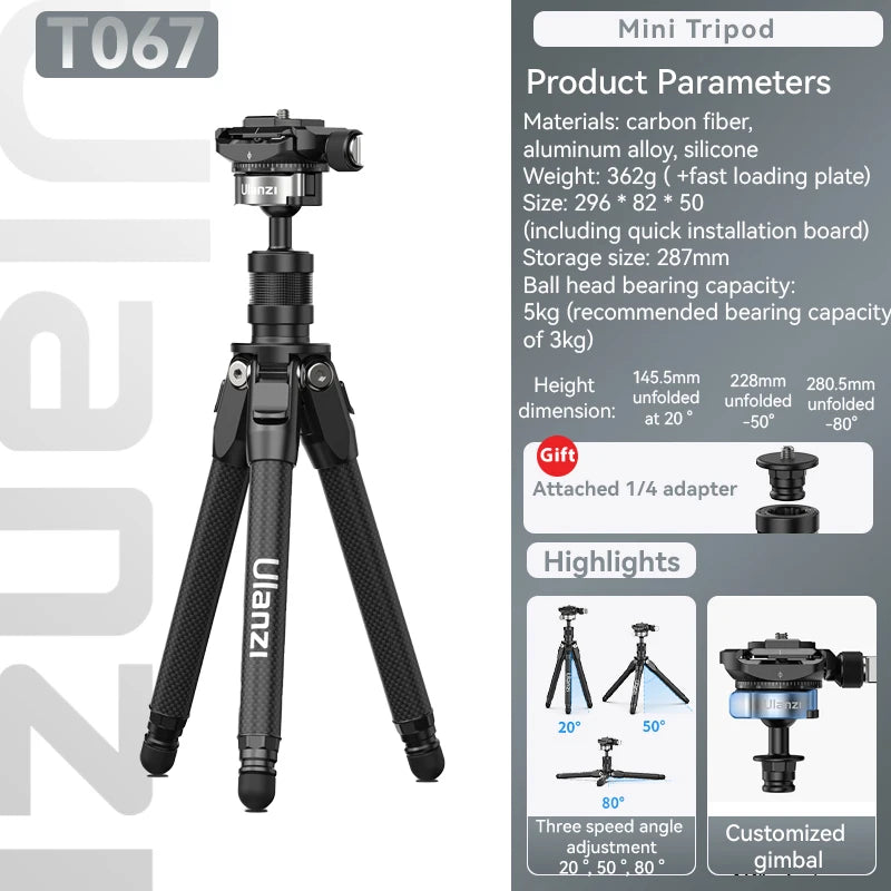 Ulanzi TT35 Carbon Fiber Tripod 5-in-1 with Quick Release Ball Head
