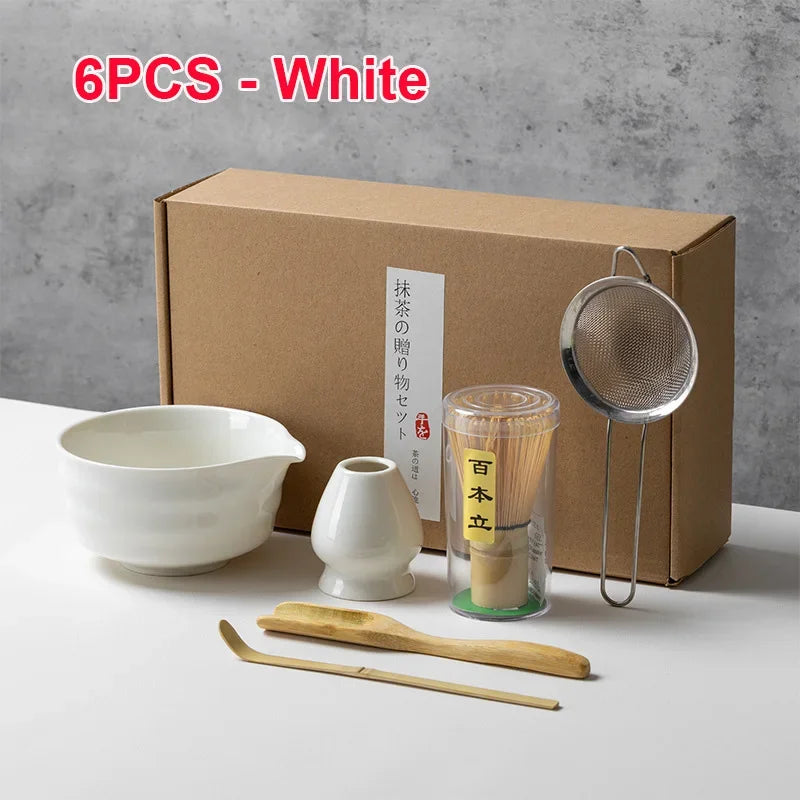 Authentic 4/5/6PCS Matcha Bamboo Whisk & Bowl Set - Perfect Tea Making Tools
