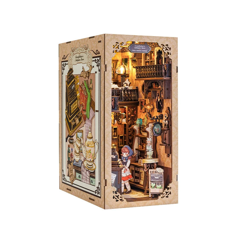CUTEBEE LED Book Nook Dollhouse Kit with Dust Cover for DIY Enthusiasts