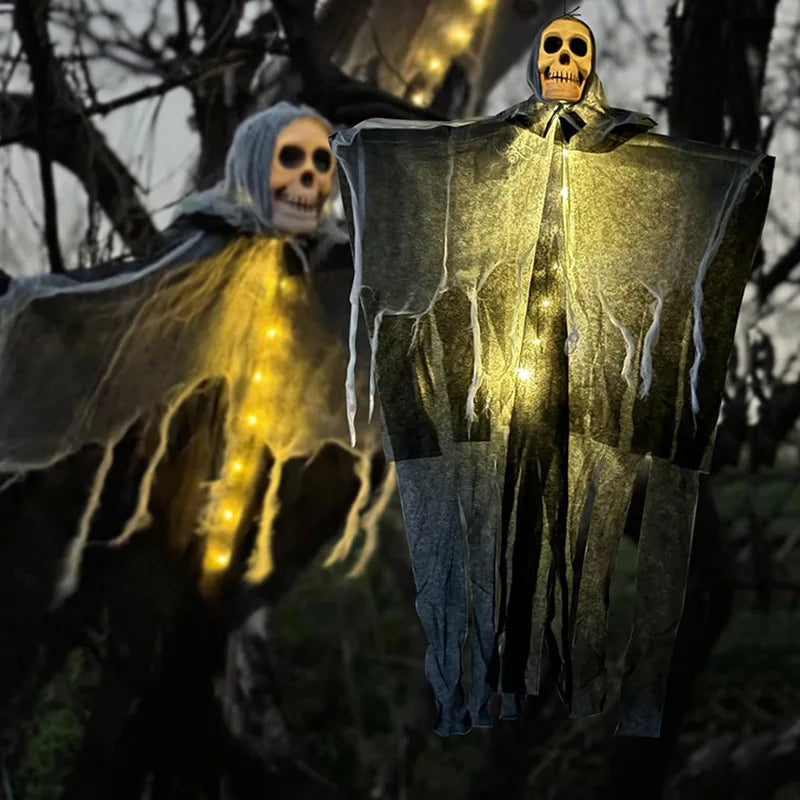 Spooky Halloween Glowing Skull Skeleton Hanging Decor - Garden & Party