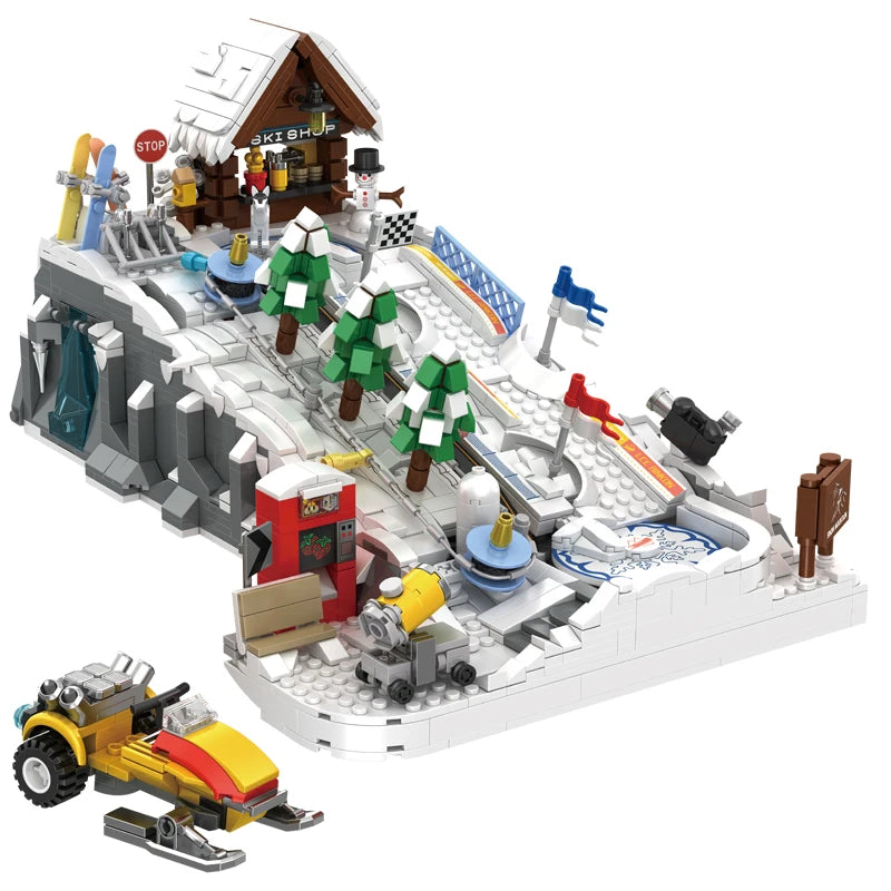 2200PCS Ski Resort Building Blocks | Create Your Own Ice Rink Fun
