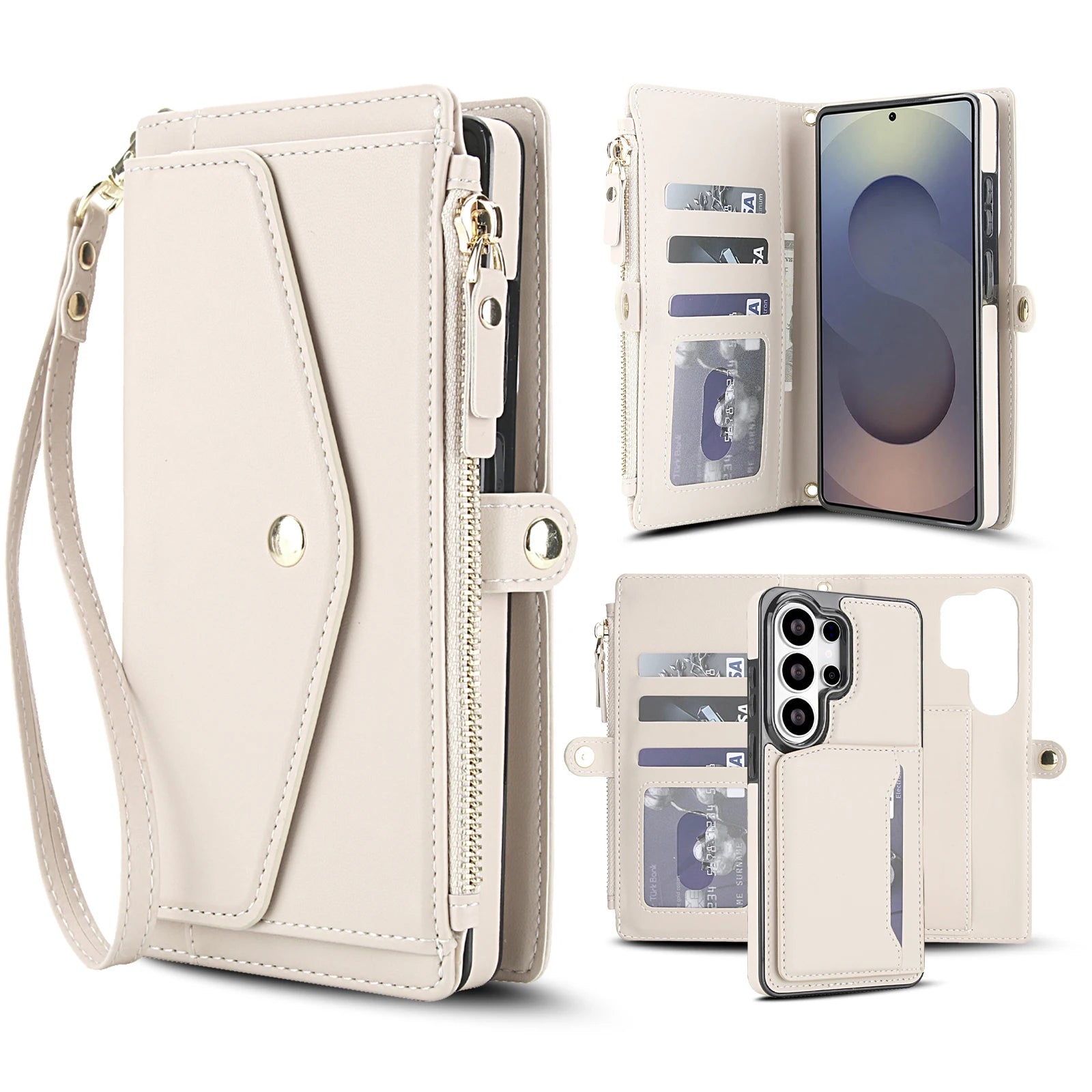 2-in-1 Magnetic Zipper Wallet Case for Samsung Galaxy S Series