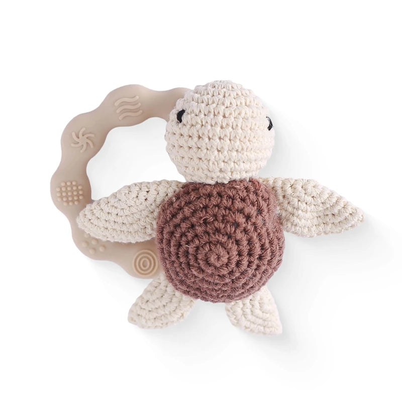 Bopoobo Baby Crochet Rattle Toy - Soft Wooden Teether & Infant Gym