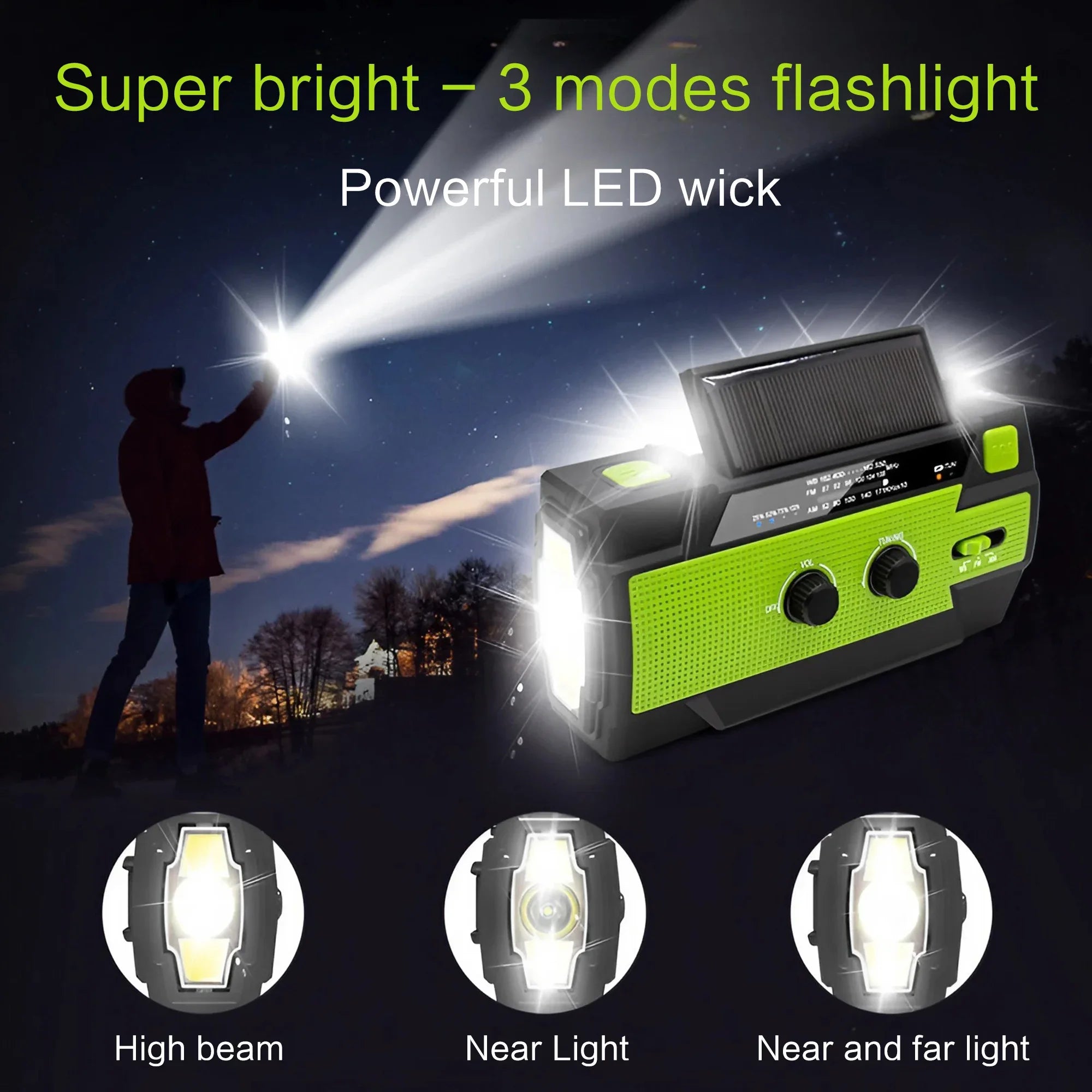 Versatile Solar Crank Radio with 4000mAh Battery & SOS Alarm