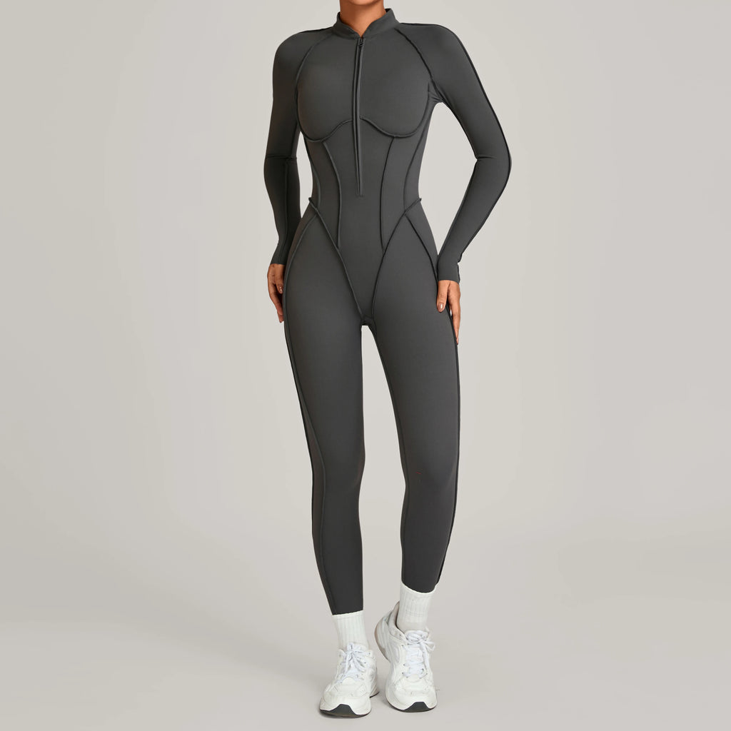 ZEEHOOH Women's High Elasticity Yoga Zipper Bodysuit