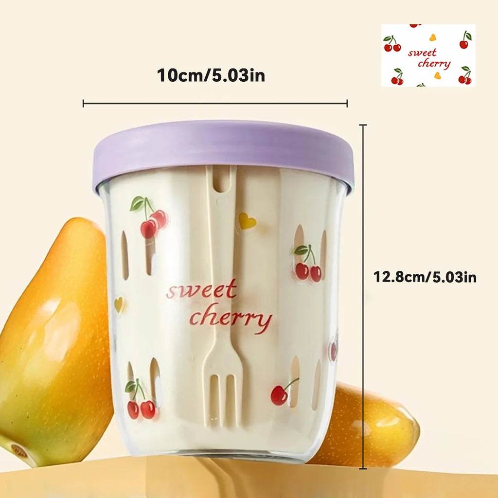 Double-Layer Cartoon Salad Cup - Ideal for Kids & Students