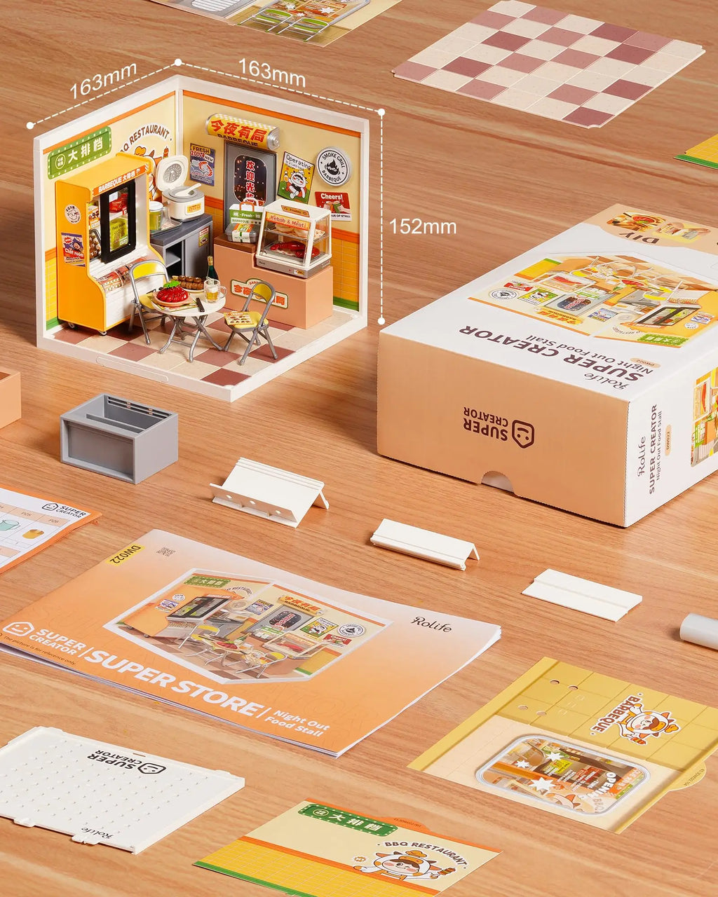 Rolife DIY Night Out Food Stall - Miniature Restaurant Kit for All Ages