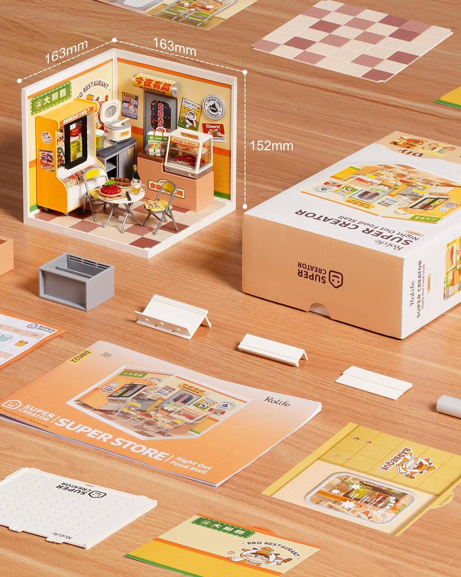 Rolife DIY Night Out Food Stall - Miniature Restaurant Kit for All Ages