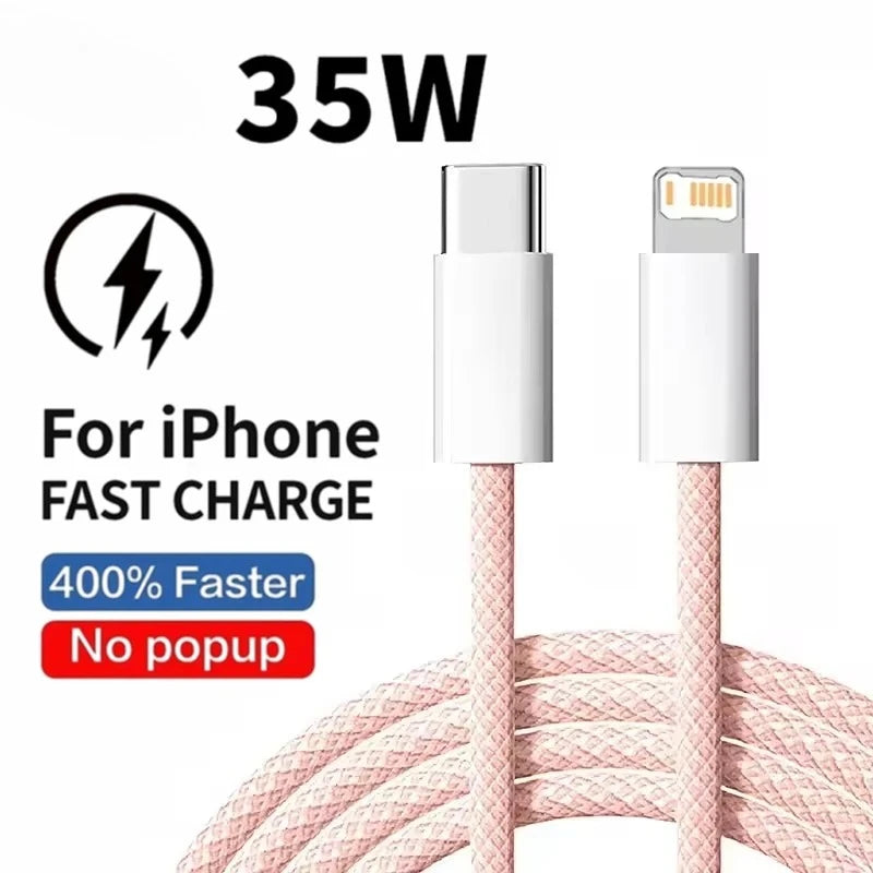 35W Fast Charge PD Cable for iPhone & USB-C Devices - 1m/2m Braided