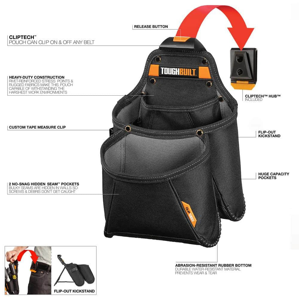 ToughBuilt Mega Supply Pouch - Versatile Tool Belt Organizer