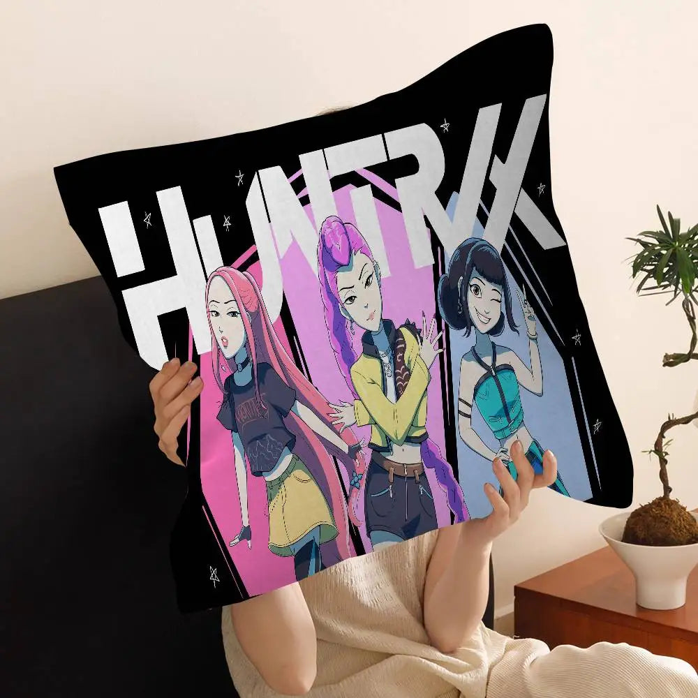 Kop-Cartoon K-Pop Demon Hunters Cushion Cover - Home Decor Pillow